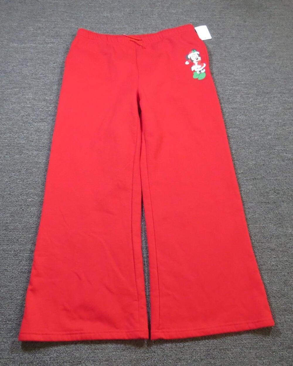 Disney Pajama Pants Womens XL Red Minnie Mouse Christmas Sleep Lounge Drawstring